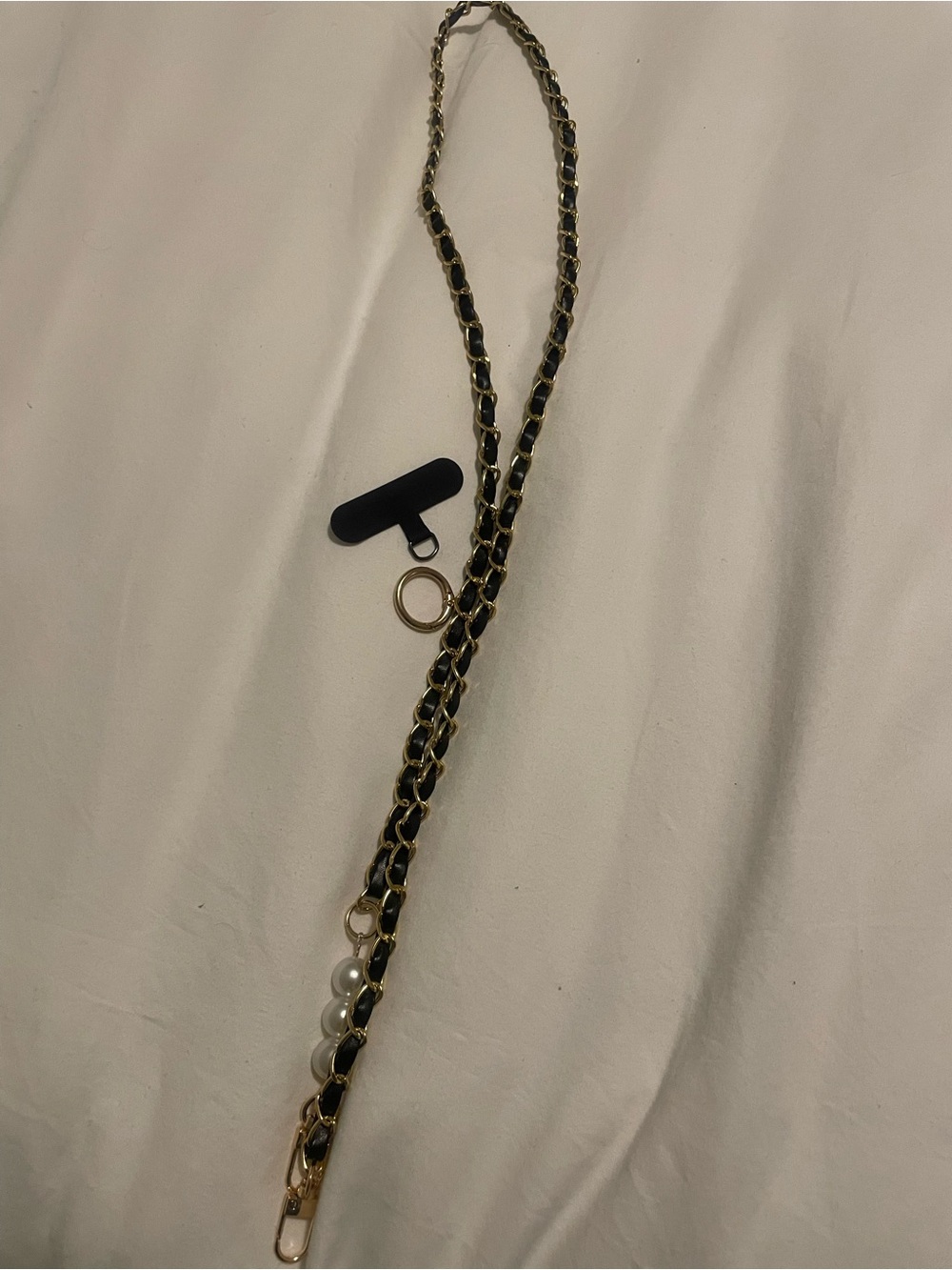 Gold Chain Strap with Black wave phone lanyard